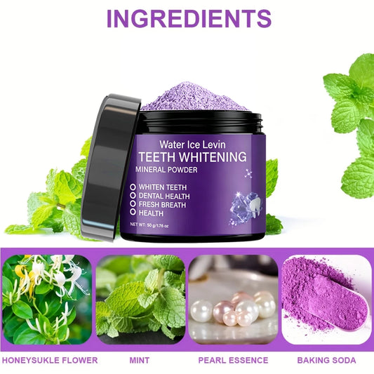Teeth Whitening Mineral Powder Whiten Teeth Dental Health Fresh Breath Mint Infused Pearl