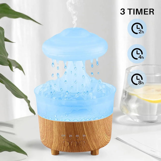 Rain Humidifier Water Drip,Mushroom Essential Oil Diffuser with 7 Changing Colors,Aroma Diffuser Mushroom Humidifier for Home