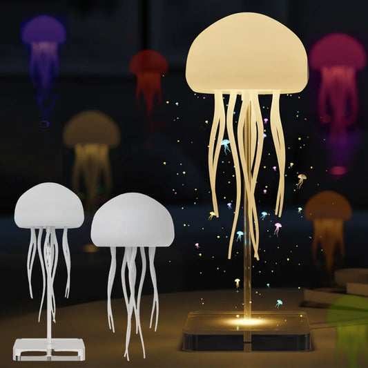 3D Movable Jellyfish Lamp USB Smart Voice Control Dimmable Color-Changing Creative Night Light Ocean Anime Light for desktop