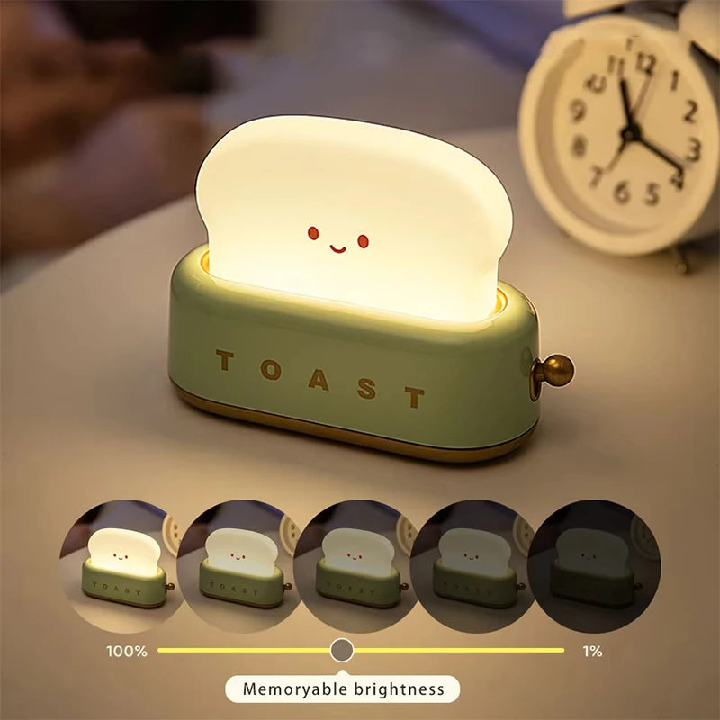 Rechargeable LED Night Light Lamp - Creative Bread Toast Table Decor