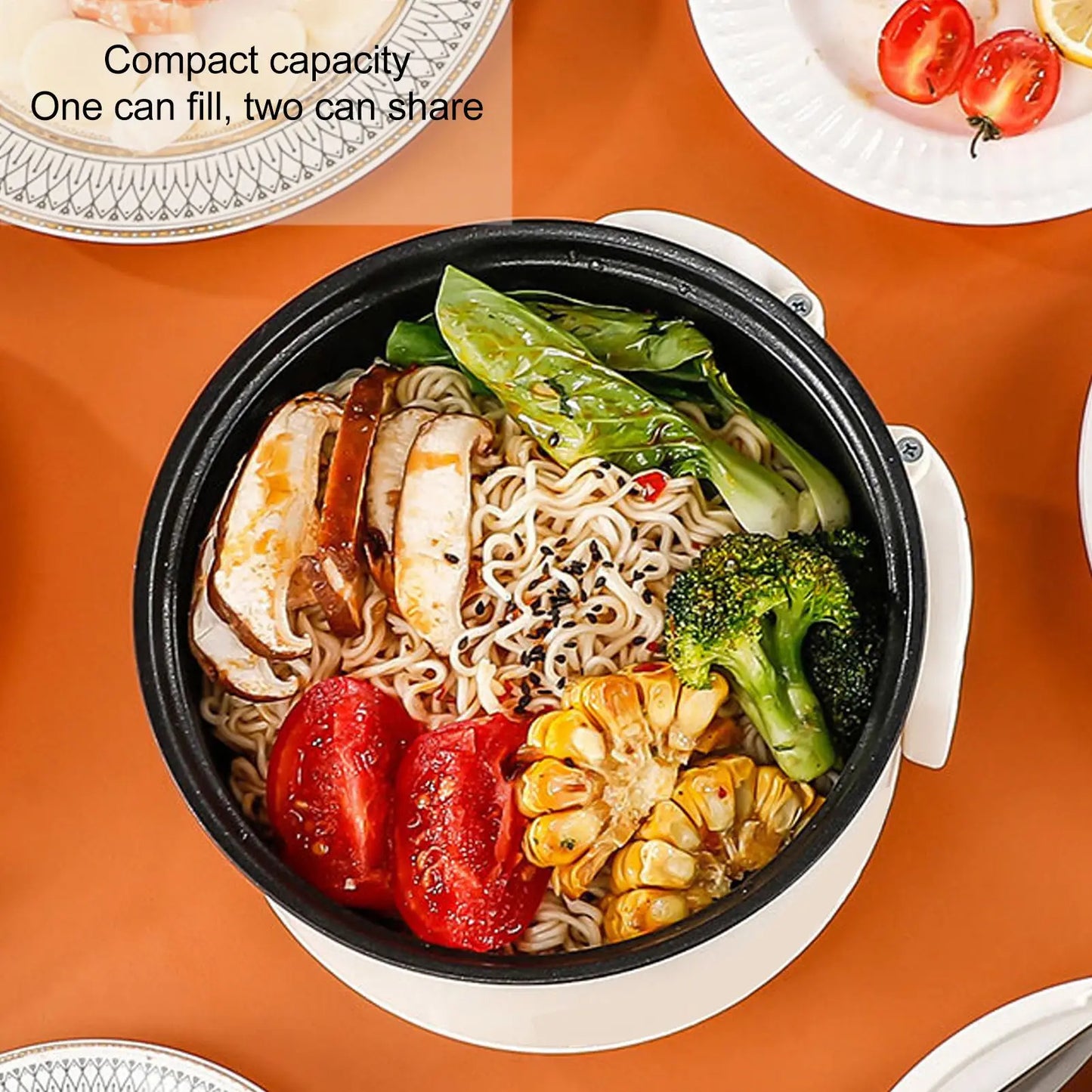 Portable 1.8L 600W Electric Hot Pot with Handle 2 Gear Non-Stick Mini Multifunctional Cooker for Pasta Soup Steak Egg Oatmeal