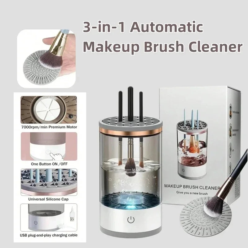 USB Plug Portable Electric Makeup Brush Cleaner with Rubber Makeup Machine Electric USB Quick Cleaner Cleaning Brush Collar Brus