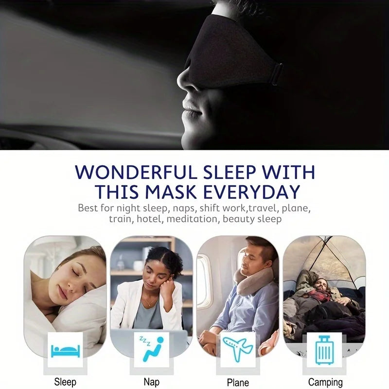 3D Contour Cup Sleep Mask With Noise Ear plug, Light Blocking Night Facial Mask, Soft & Comfortable, Soothing