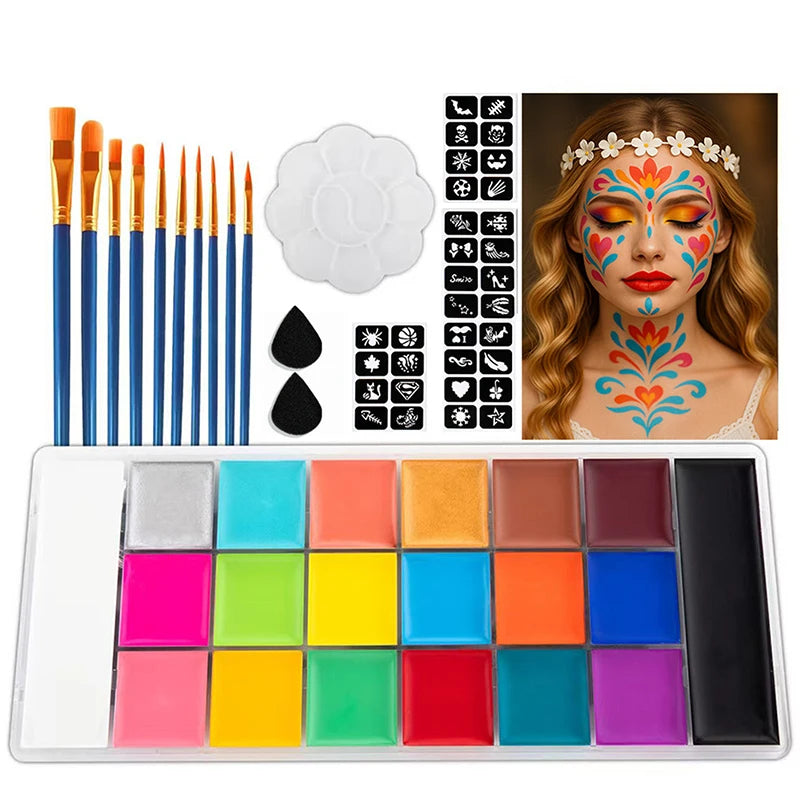 Professional Face Body Paint Palette Non Toxic Safety Flash Tattoo Paint