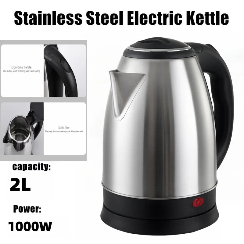 High-quality 2L Hot Water Kettle Stainless Steel Electric Teapot Electric Kettle Coffee Beverage Boiler Electric Water Heater