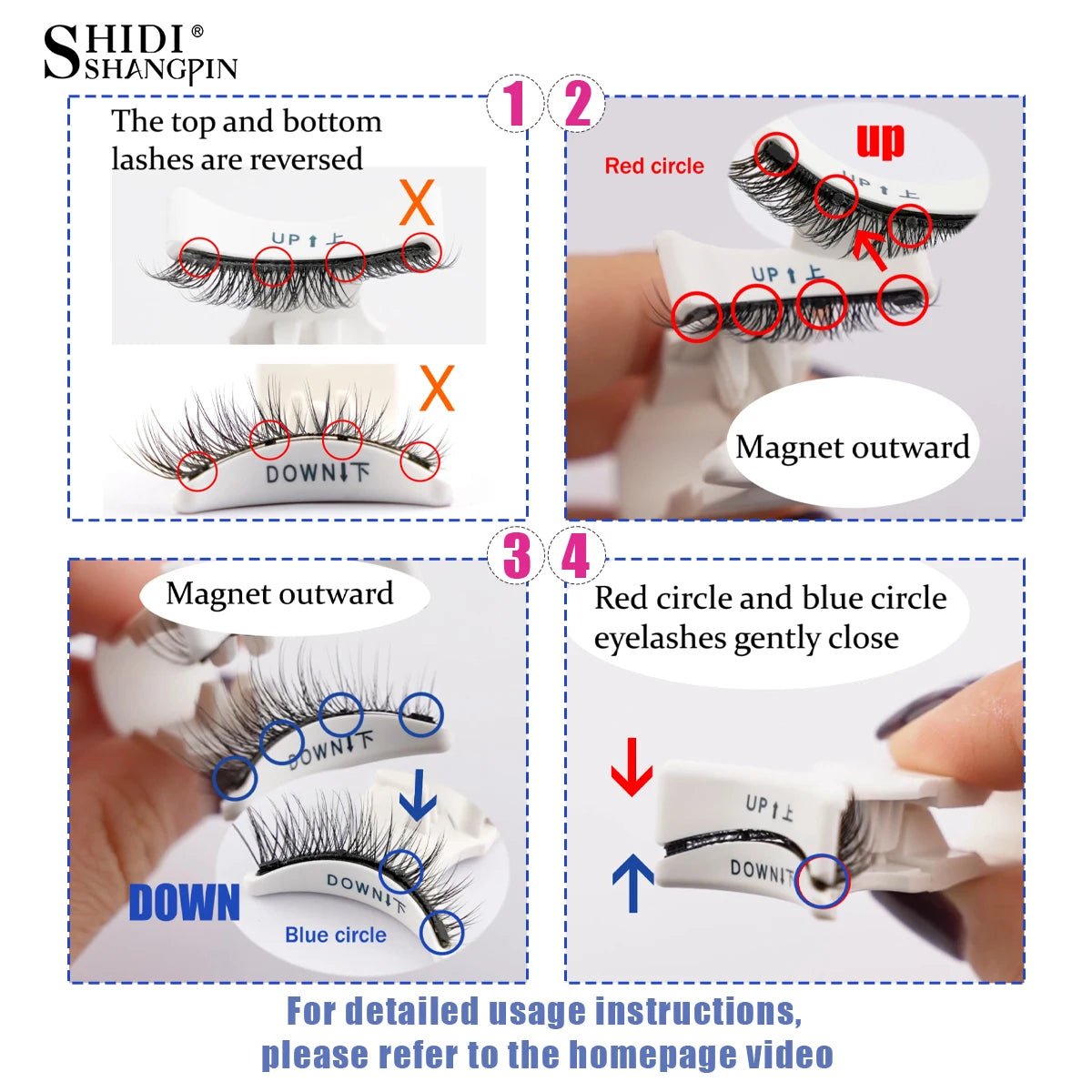 Magnetic False Eyelashes With Applicator Natural Look Soft Fluffy Faux Lashes Extension Reusable Makeup Tool