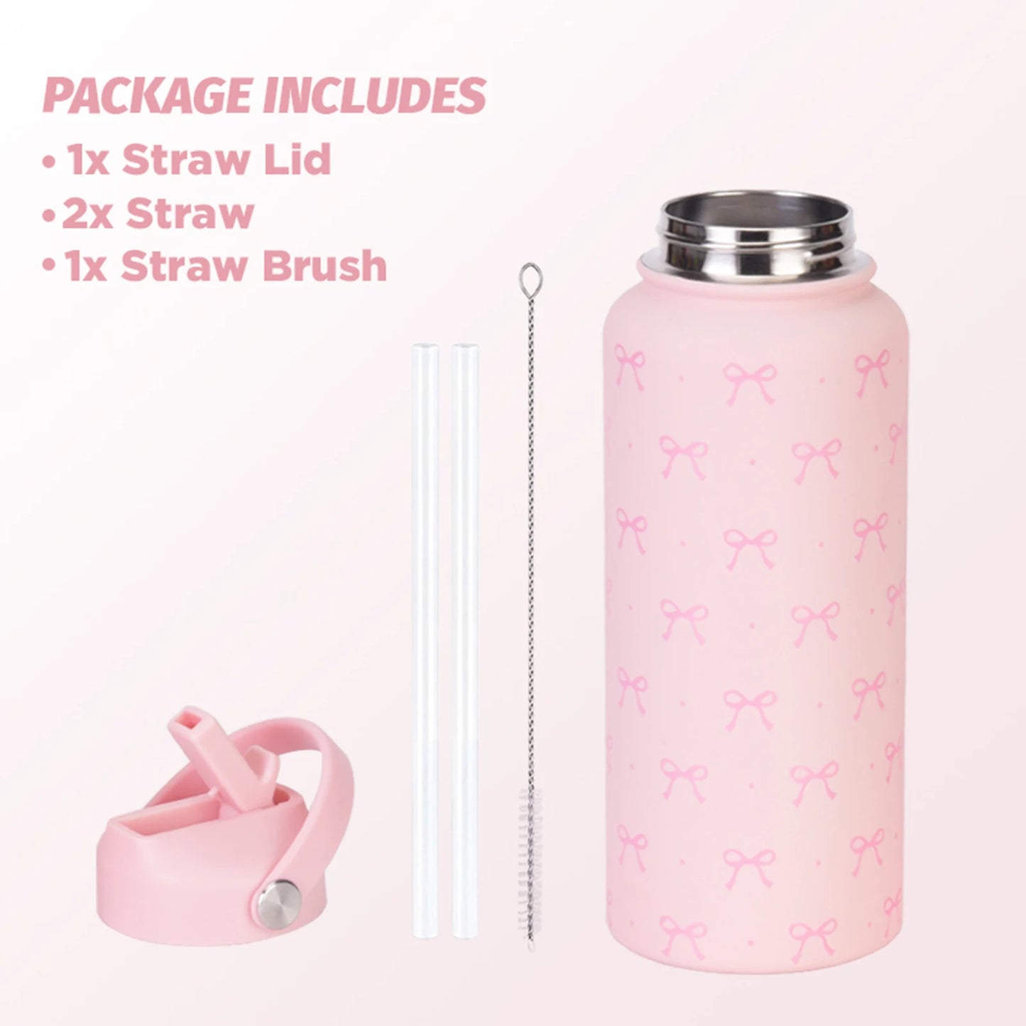 1L Insulated Water Bottle with Flip Straw Handle 32oz Travel Tumbler with Lid Gifts for Women Girls Birthday