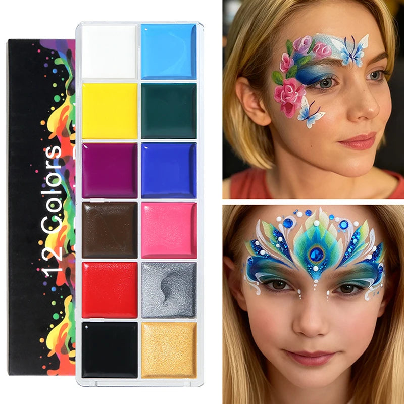 Professional Face Body Paint Palette Non Toxic Safety Flash Tattoo Paint