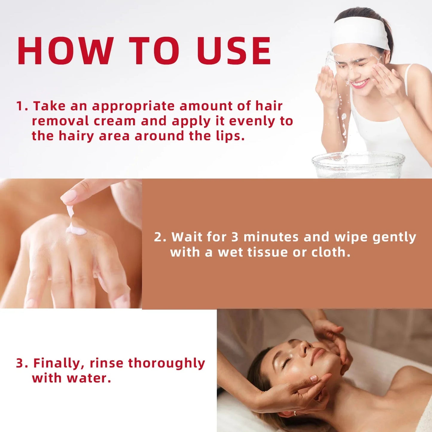 3 Minutes Fast Hair Removal Cream Painless Hair Growth Inhibitor Lip Face Arm Armpit Legs Permanent