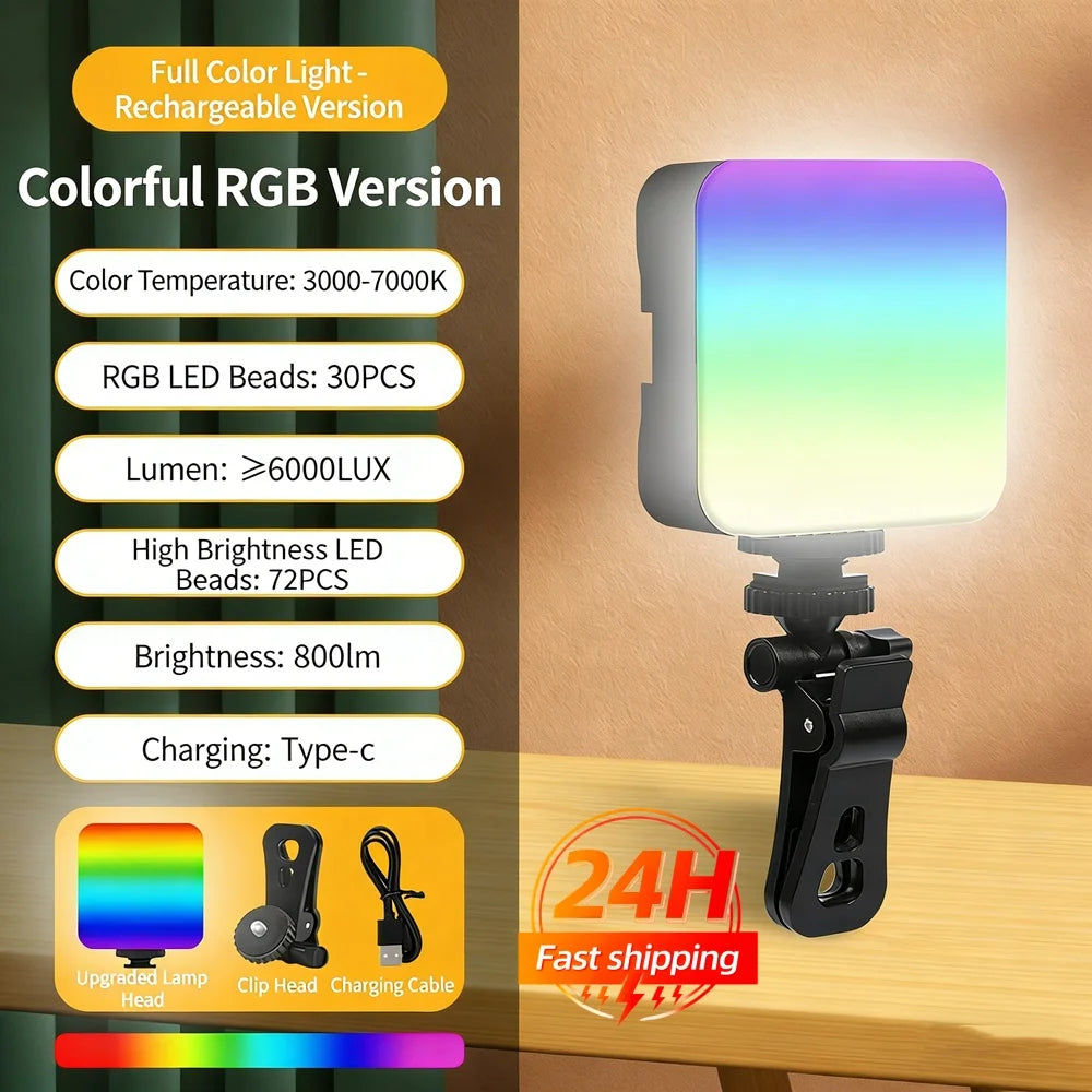 Pocket RGB Fill Light Portable LED Light Video Mini Fill Light For Camera Smartphone