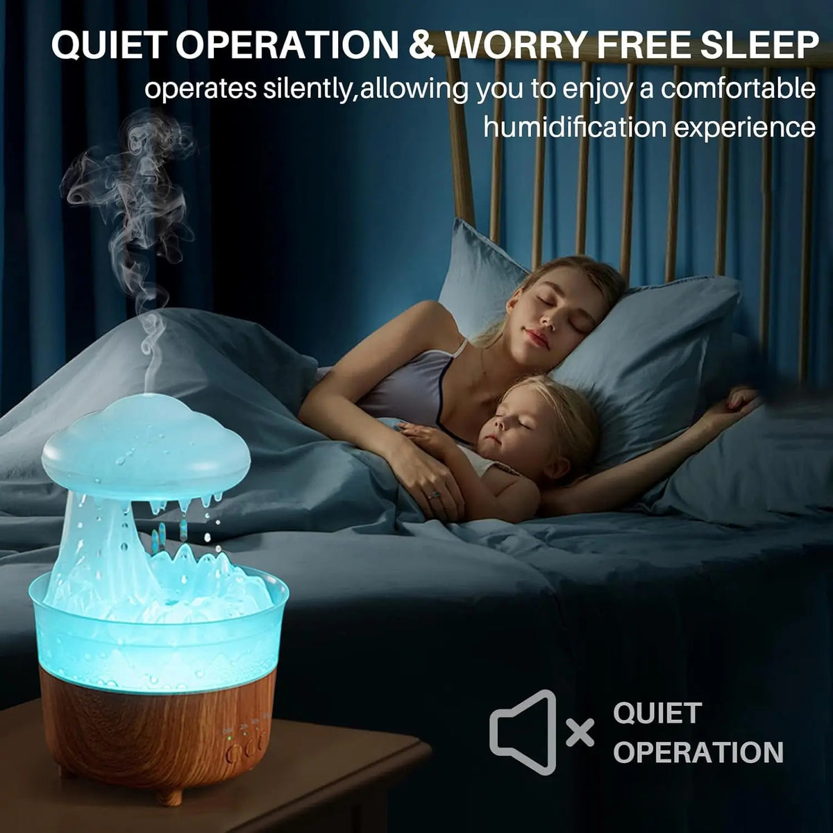 Rain Humidifier Water Drip,Mushroom Essential Oil Diffuser with 7 Changing Colors,Aroma Diffuser Mushroom Humidifier for Home